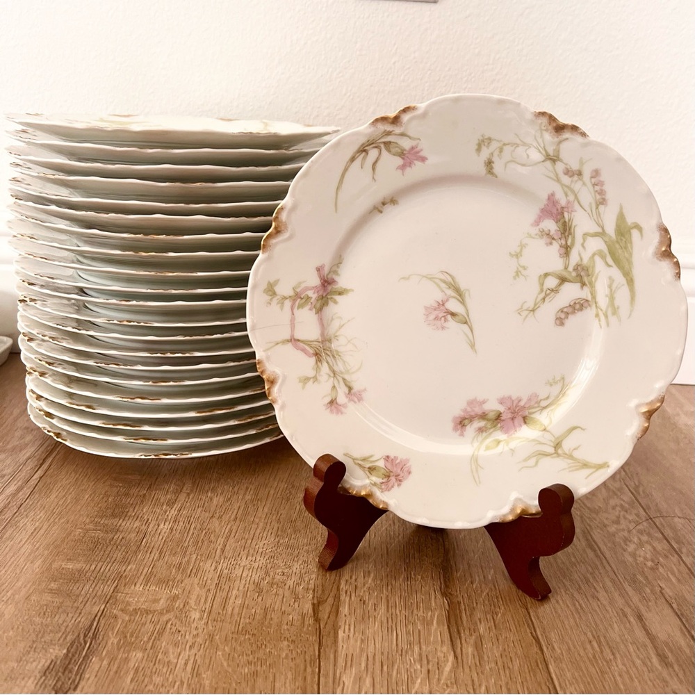 1‎ Pc Théodore Haviland Limoges Schleiger Salad Plate Pink Flower 8 1/2” Vintage